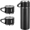 Vacuum Flask with 3 Cups(Stainless Steel) Multicolor